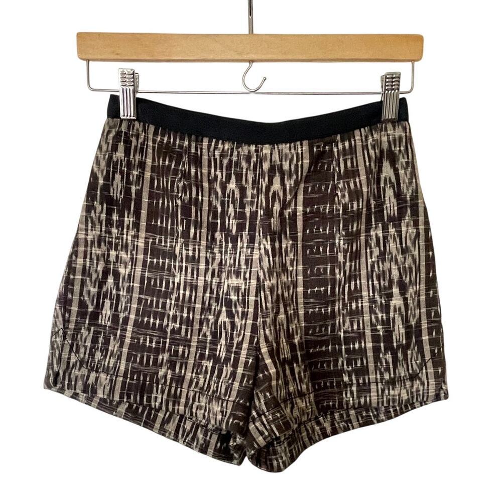 Urban Outfitters Ecote Cotton Black and Cream Ikat High Waist Shorts • Size 0